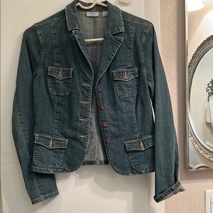 Denim Jacket with Button Accents